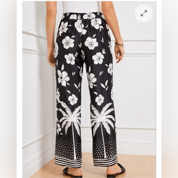 New with tags Talbots polyester black white pants, elastic waist tie sz medium - Picture 4 of 10